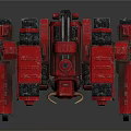 Red Mechanical Robot Character With Armored Structure And Heavy Machinery Design