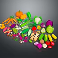 Colorful Fresh Assorted Vegetables Displayed With Carrots Cabbage And Bell Peppers
