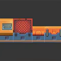 Orange And Blue Open Closed Boxes With Textured Interior Lids And Bases