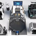 Advanced Industrial Equipment Featuring Robotic Arms Control Consoles And Head Mounted Displays