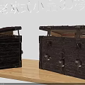 Antique European Style Trunks 3D Model With Vintage Wooden Design And Details