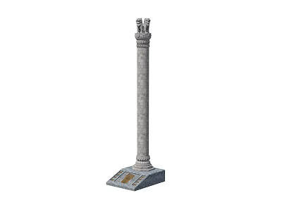 Stone Landscape Column With Decorative Top Statues And Engraved Base 3d model