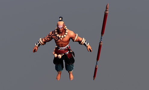 Modern game character Wu Song character image 3d model