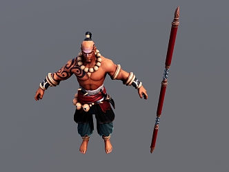 Modern game character Wu Song character image 3d model