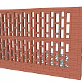 Building Exterior Wall With Red Brick And Various Patterned Lattice Designs 3d model