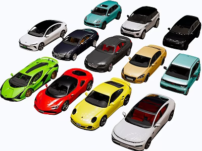Colorful Toy Car Models Collection Featuring Sports Cars SUVs and Sedans 3d model