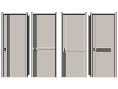 Modern Hinged Door Designs For Home Interior With Different Panel And Handle Styles 3d model