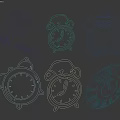 Gold Alarm Clock Wall Decor With 8 Hour Sleep Design And Classic Patterns