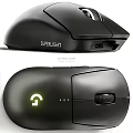 Black Superlight Wireless Computer Mouse With Illuminated Logo Programmable Buttons And Scroll Wheel 3d model