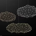 Modern Cloud Shaped Chandeliers With Mesh Structure And Light Accents On Black Background 3d model