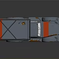 Gray Tracked Truck With Red Stripes Number 53 And Worn Details