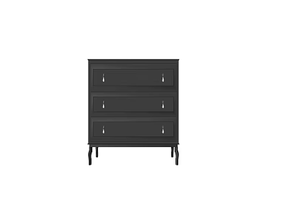 Black Modern Chest of Drawers with Three Drawers and Slim Legs Design 3d model