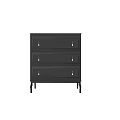 Black Modern Chest of Drawers with Three Drawers and Slim Legs Design