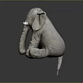 Gray Stuffed Elephant Plush Toy in Sitting Position with Soft Material