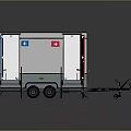 Gray And White Portable Toilet Trailer With Doors Steps And Trailer Hitch