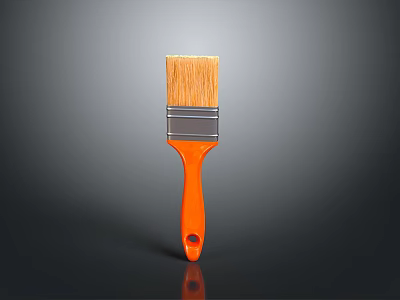 Essential Household Brush With Bright Orange Handle And Durable Bristles For Daily Cleaning 3d model