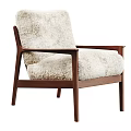 Modern Lounge Chair With Wooden Frame And Plush White Cushion Armrests