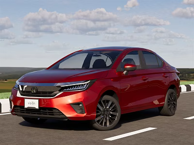 Red Honda Modern Sedan With Sleek Exterior Design And Black Alloy Wheels On Highway 3d model