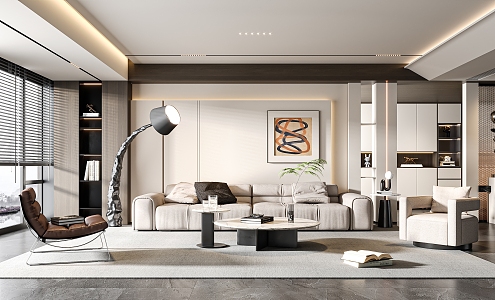 modern living room cream living room 3d model