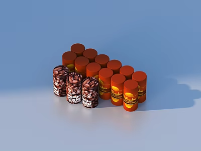 Orange And Brown Cylindrical Containers As Essential Daily Living Supplies 3d model