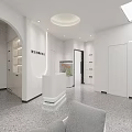 Modern Hair Salon Interior Design Showcasing Shampoo Area With White Styling Chairs And Lighting