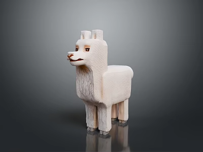 Cute White Alpaca Shaped Ceramic Figurine for Home Living Room Decoration 3d model