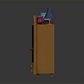 Wooden Wardrobe With Stacked Books Alarm Clock Table Lamp And Pink Decor