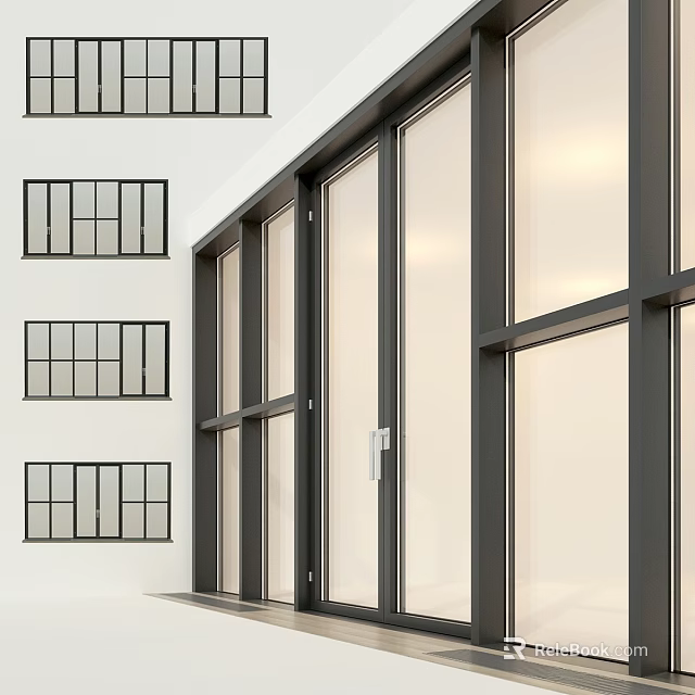 Modern Casement Windows With Aluminum Frame And Double Glazed Glass For Residential Exteriors 3d model 