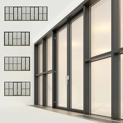 Modern Casement Windows With Aluminum Frame And Double Glazed Glass For Residential Exteriors 3d model