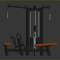 Multifunctional Black And Orange Sports Equipment With Seats Bench And Cable System For Home Fitness