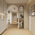 Modern Living And Dining Room Interior With Arched Design Chandelier And Wooden TV Cabinet