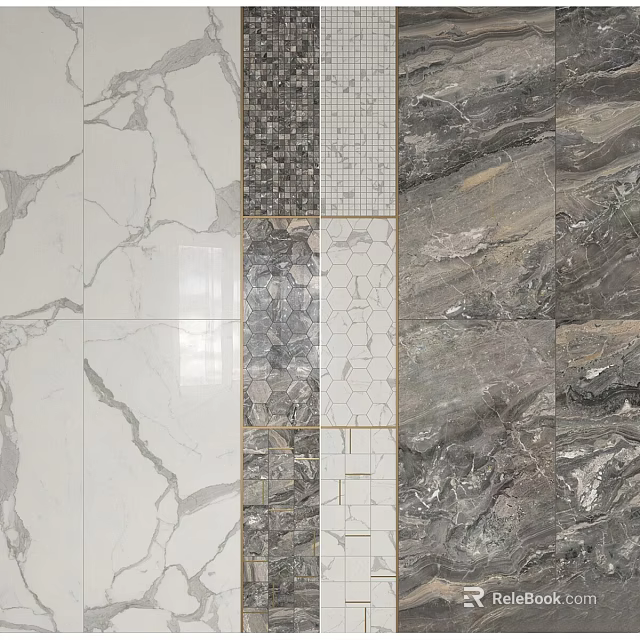 Various Marble Stone Tile Designs With Different Patterns And Textures For Interior Decor 3d model 
