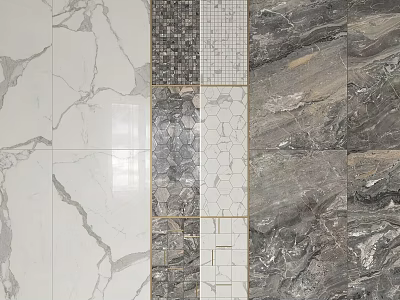 Various Marble Stone Tile Designs With Different Patterns And Textures For Interior Decor 3d model