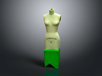 White Body Dress Form Mannequin With Green Base For Clothing 3d model
