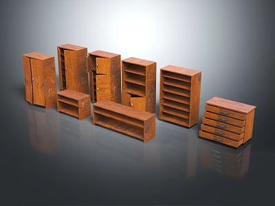 Various Wooden Storage Furniture With Different Designs And Functional Cabinets 3d model