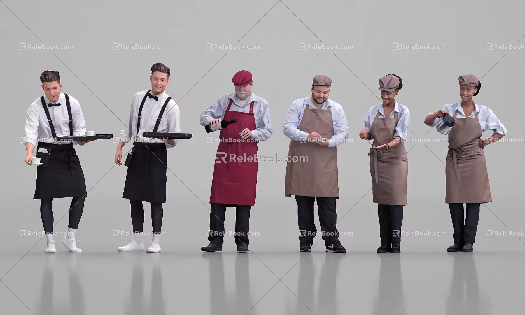 Modern multiplayer waiter 3d model
