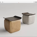 Modern Brown And Light Gray Square Stools With Wooden Seats