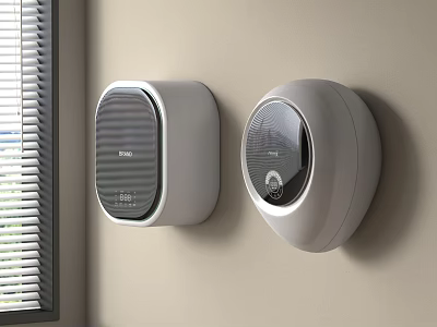 Modern Beko Wall Mounted Washing Machine In White With Window Blinds Design 3d model