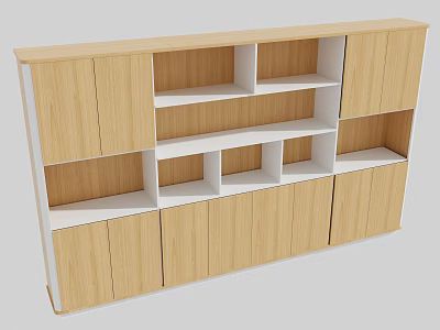 Modern Wooden White File Cabinet With Multiple Compartments And Doors For Storage Organization 3d model