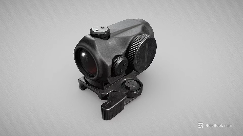 Tactical Weapon Scope with Black Housing Adjustable Knob and Quick Release Mount 3d model 