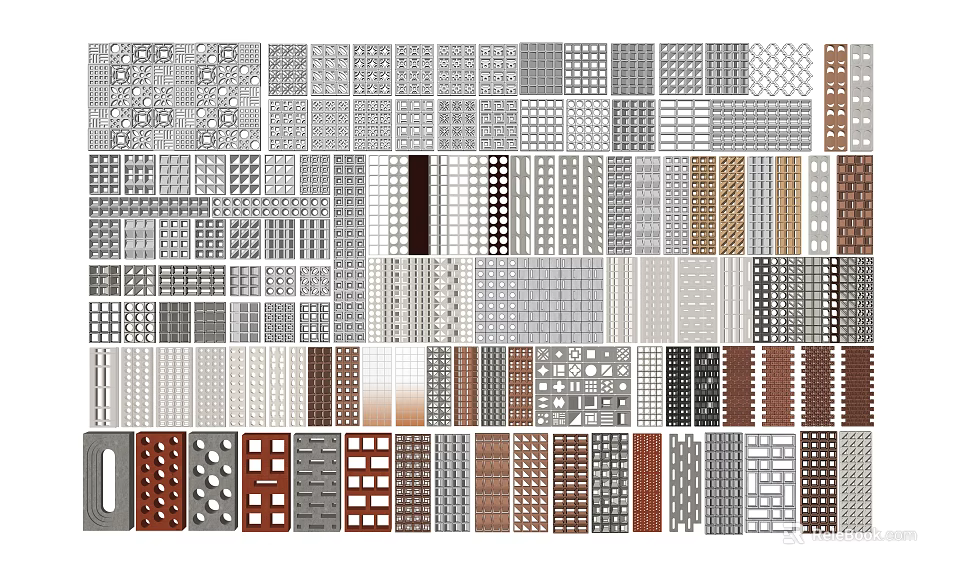 Modern Partition Designs With Various Patterns And Decorative Elements 3d model