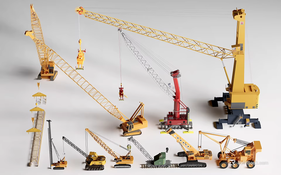 Other Model Cranes Including Tower Mobile And Construction Types In Colors 3d model
