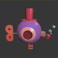 Playful Cartoon Animal With Purple Body Red Top Hat And Green Balls