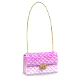 Pink Gradient Diamond Quilted Handbag With Gold Lock Clasp And Chain Strap 3d model