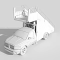 White Utility Vehicle Pickup Truck With Retractable Stairs And Platform Structure