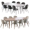 Modern Wooden Table And Chair Sets With Oval Rectangular Tops And Dark Light Gray Chairs