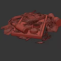 Grilled Steak On Slate Tray With Spice Bottle Pepper Grinder Rosemary Chilies And Pine Cone