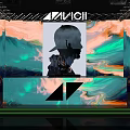 AVICII Concert Stage With DJ Silhouette And Colorful Abstract Background Visuals