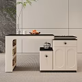 Tea Table Coffee Table Cream Style Walnut Modern Telescopic Stretch Rotating Kettle Smart Tea Cup Tea Set Fruit Tray Mobile Tea Tray 3d model
