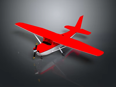 Red Passenger Plane Model With Single Propeller And White Fuselage 3d model